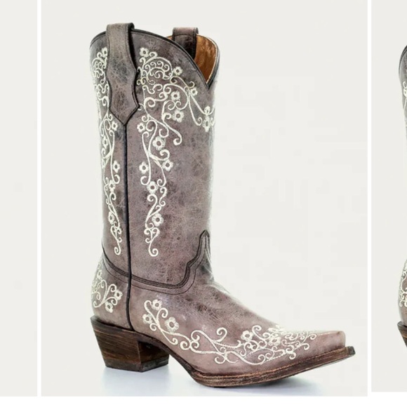Corral Brown and Cream Heeled Boots with Intricate Designs - Picture 1 of 14